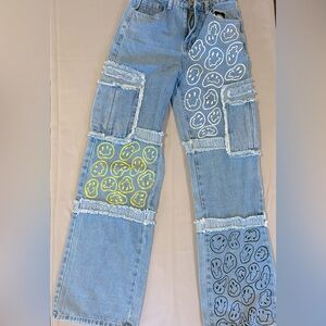 Custom Demin High-Waisted Smiley Jeans